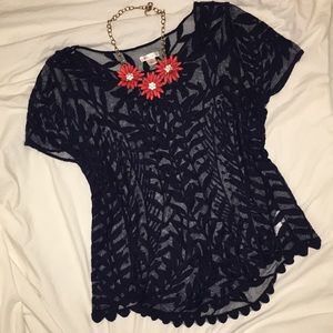 Pretty Lace Navy Top